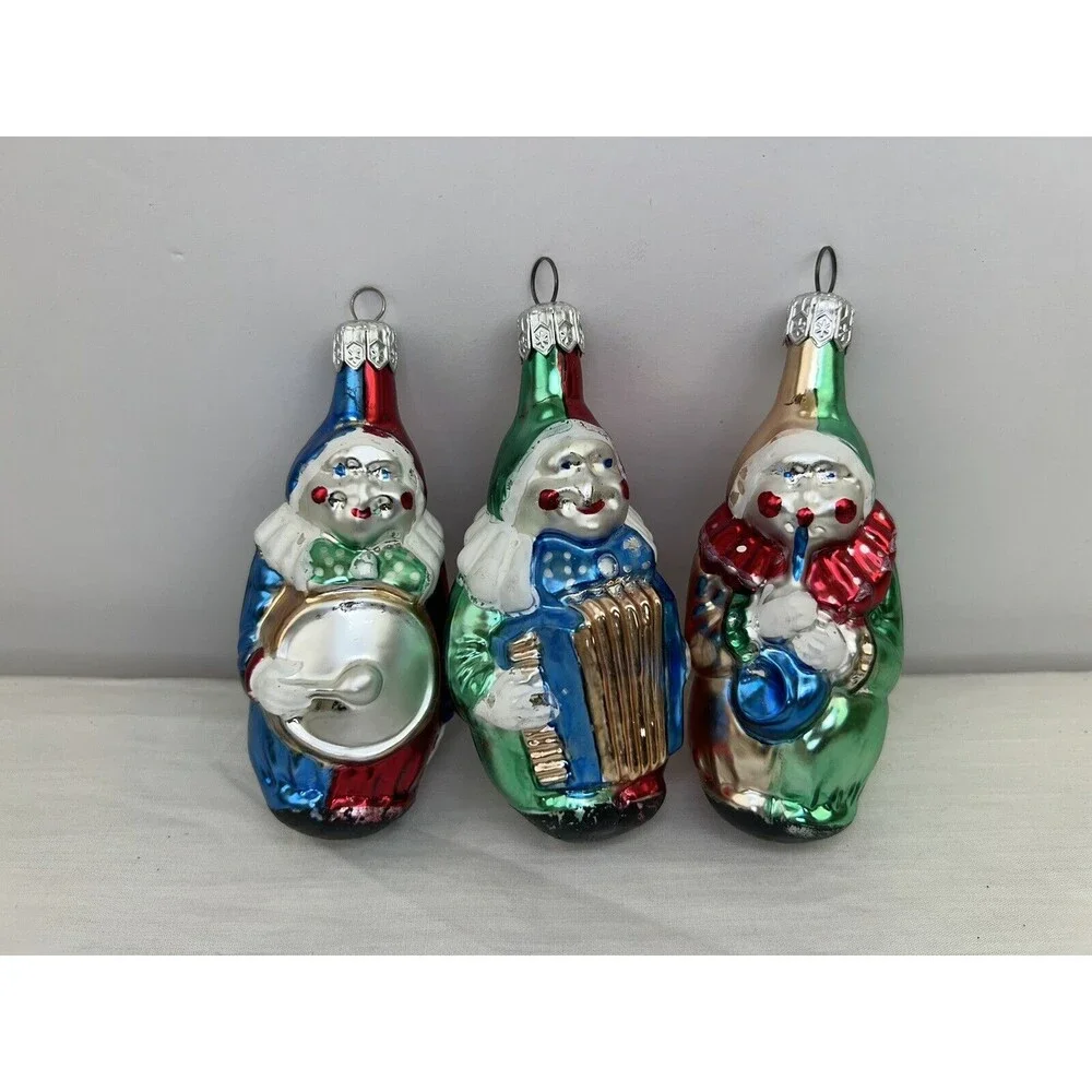 3 Vintage Clown Christmas Tree Ornaments Germany‎ Musical Instruments